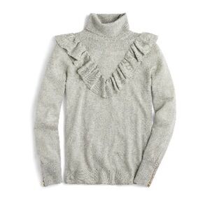 J.Crew Tippi Ruffle Turtleneck Sweater in Heather Dusk